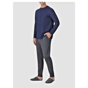 Tommy Bahama Pajamas Men's L Blue Grey Waffle Lounge Set Pants Shirt Thermal